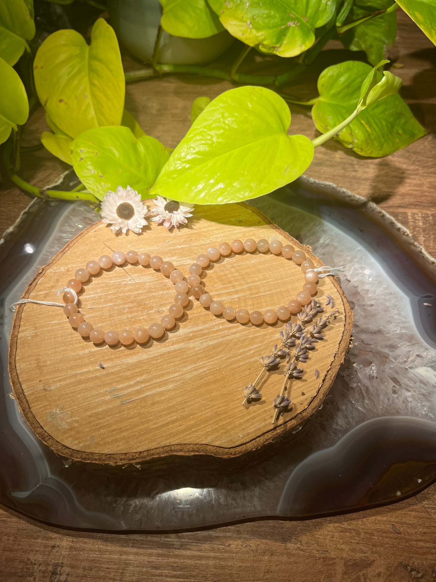 Roze maansteen armband (8mm)