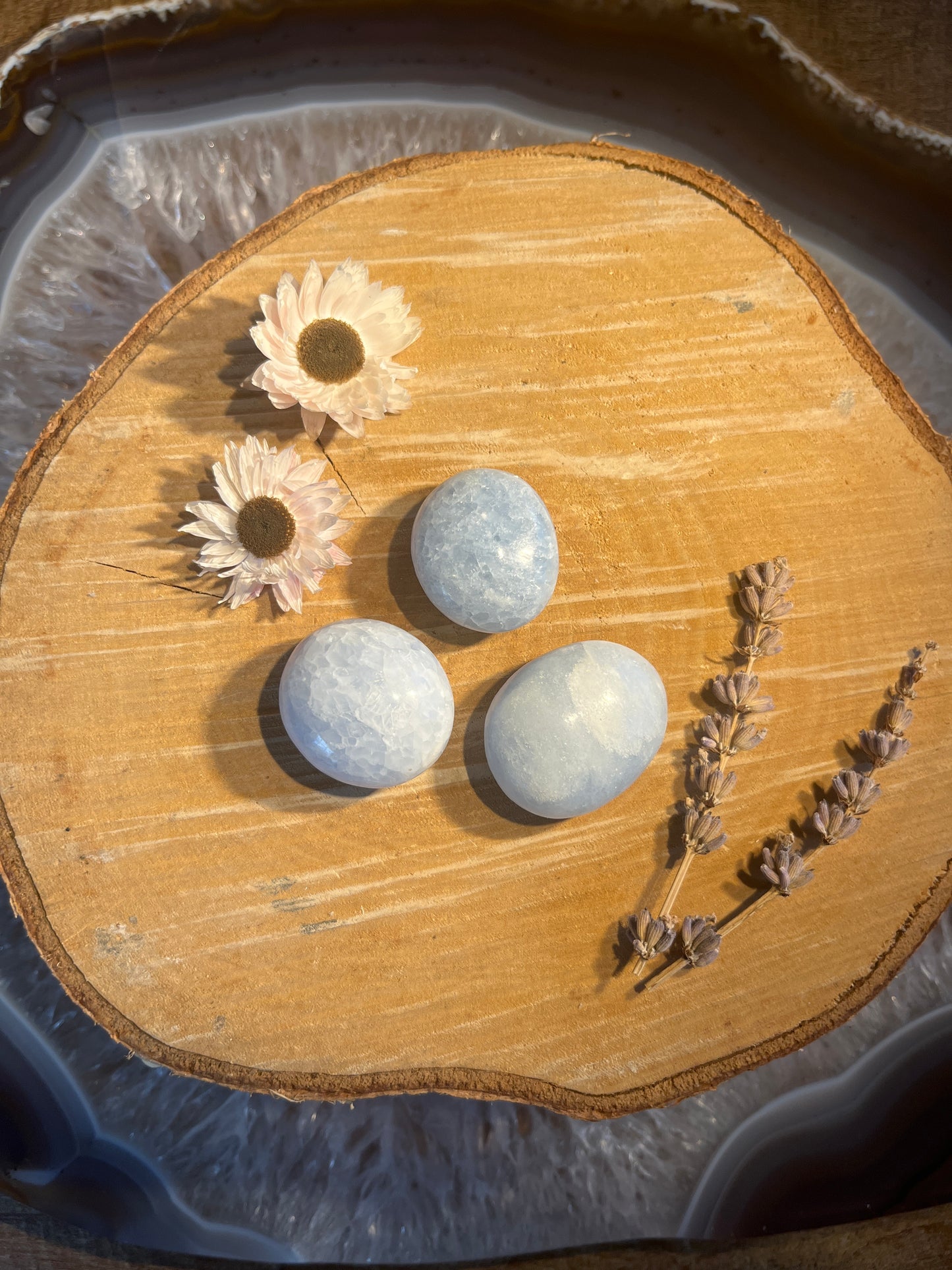 Blauwe calciet zaksteen