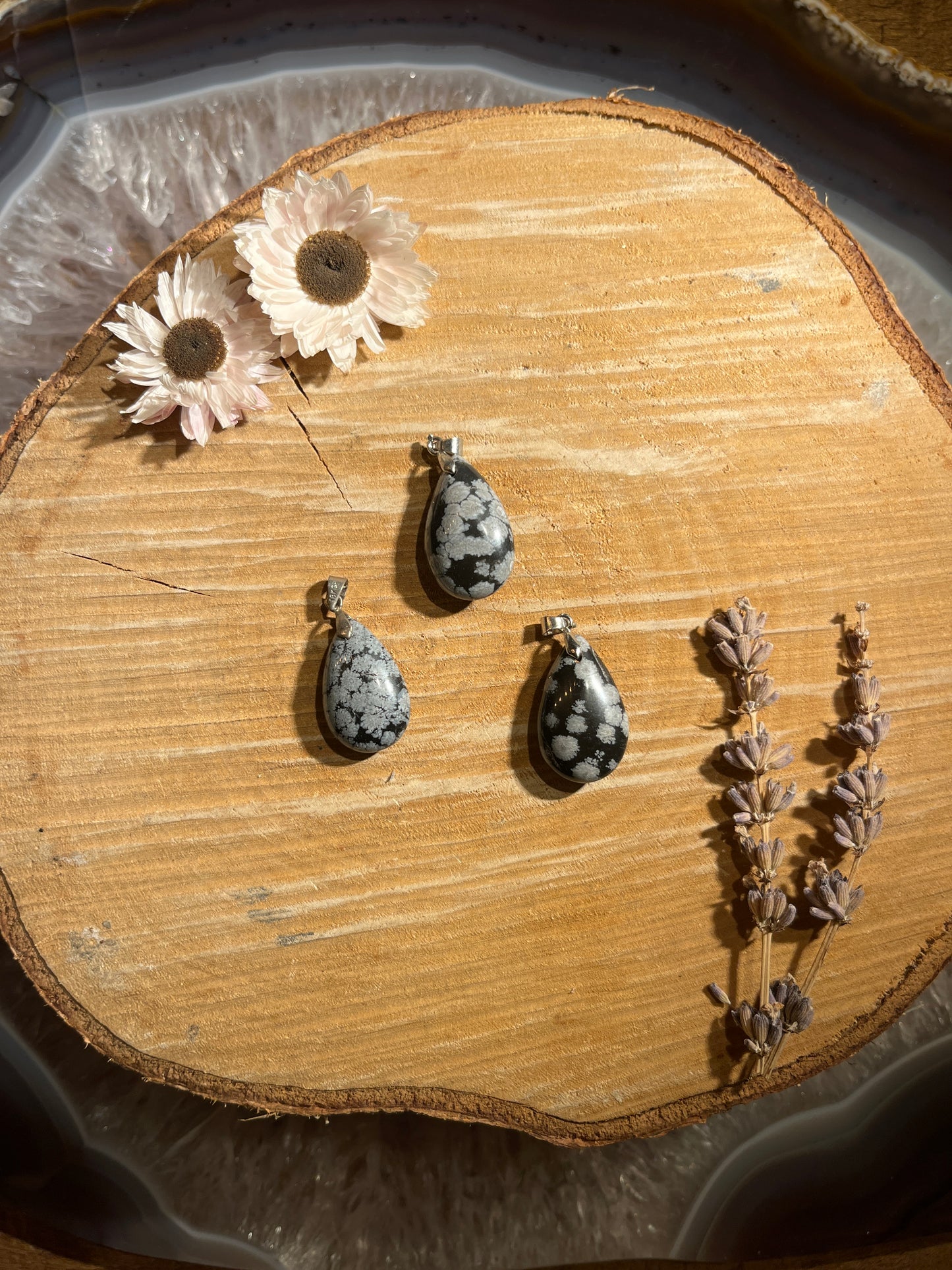 Sneeuwvlok obsidiaan hanger