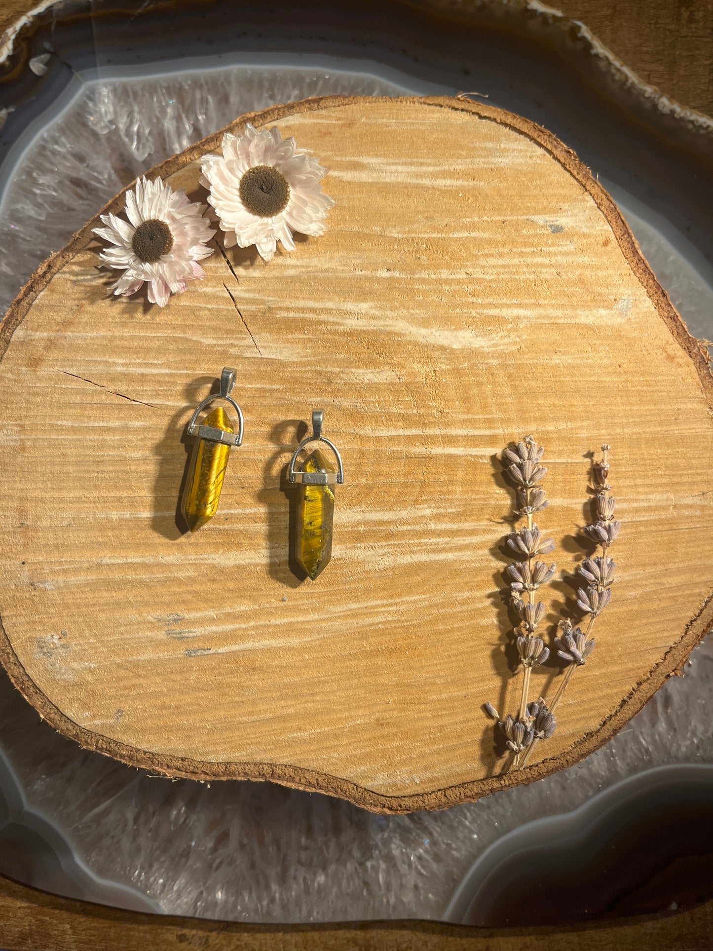 Tijgeroog dubbeleinder hanger