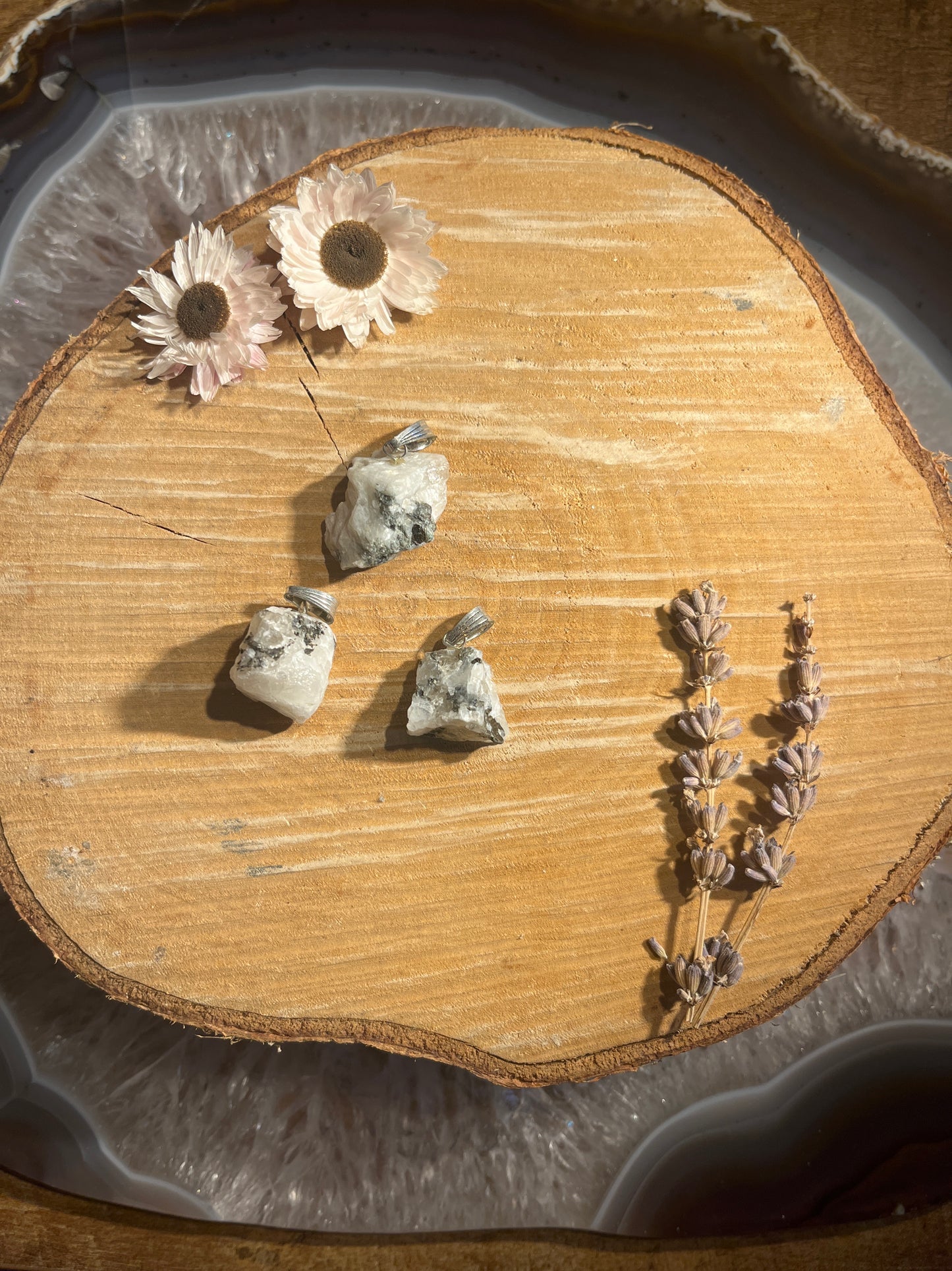 Regenboog maansteen ruwe hanger