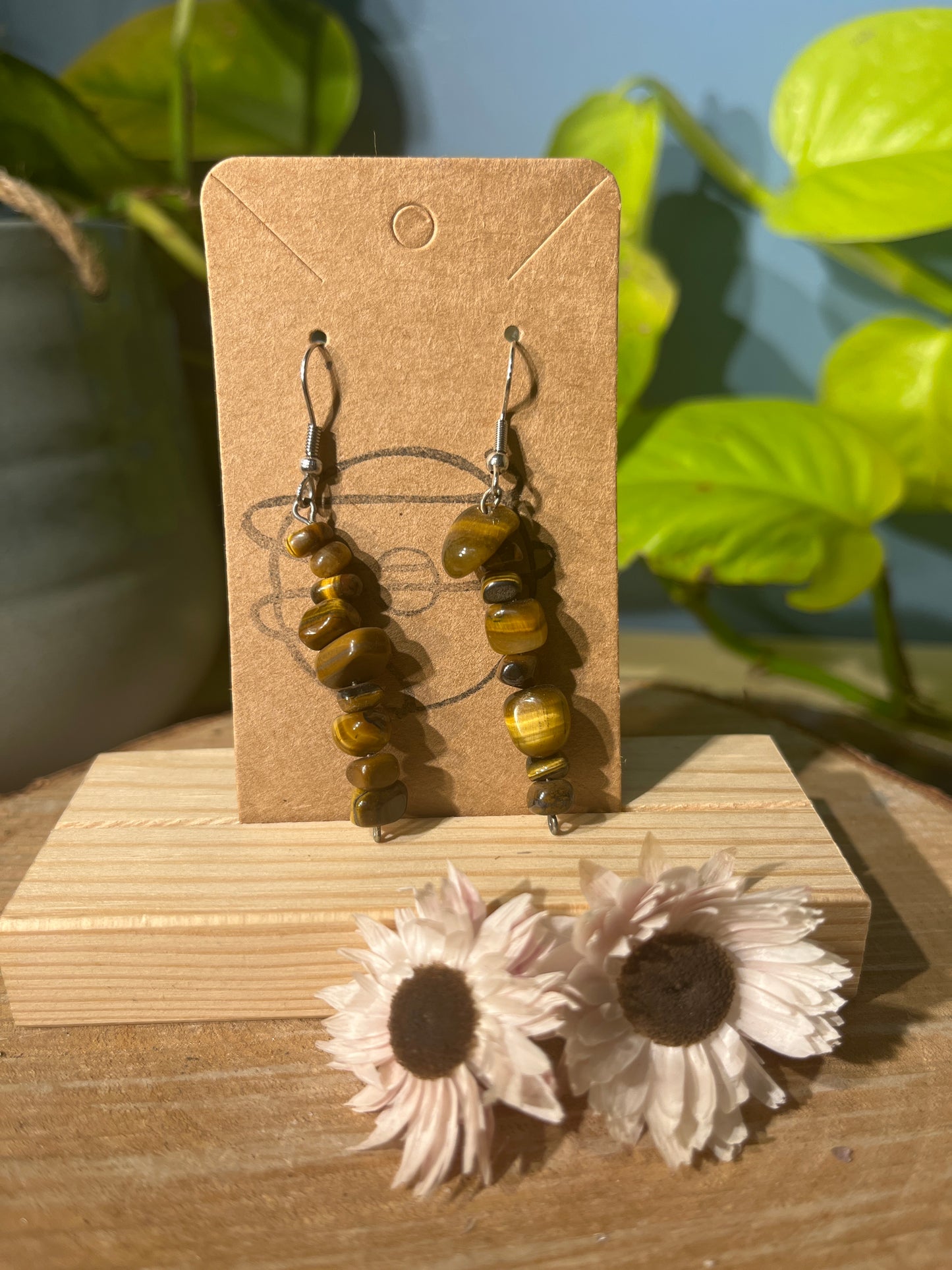 Tijgeroog splitoorbellen