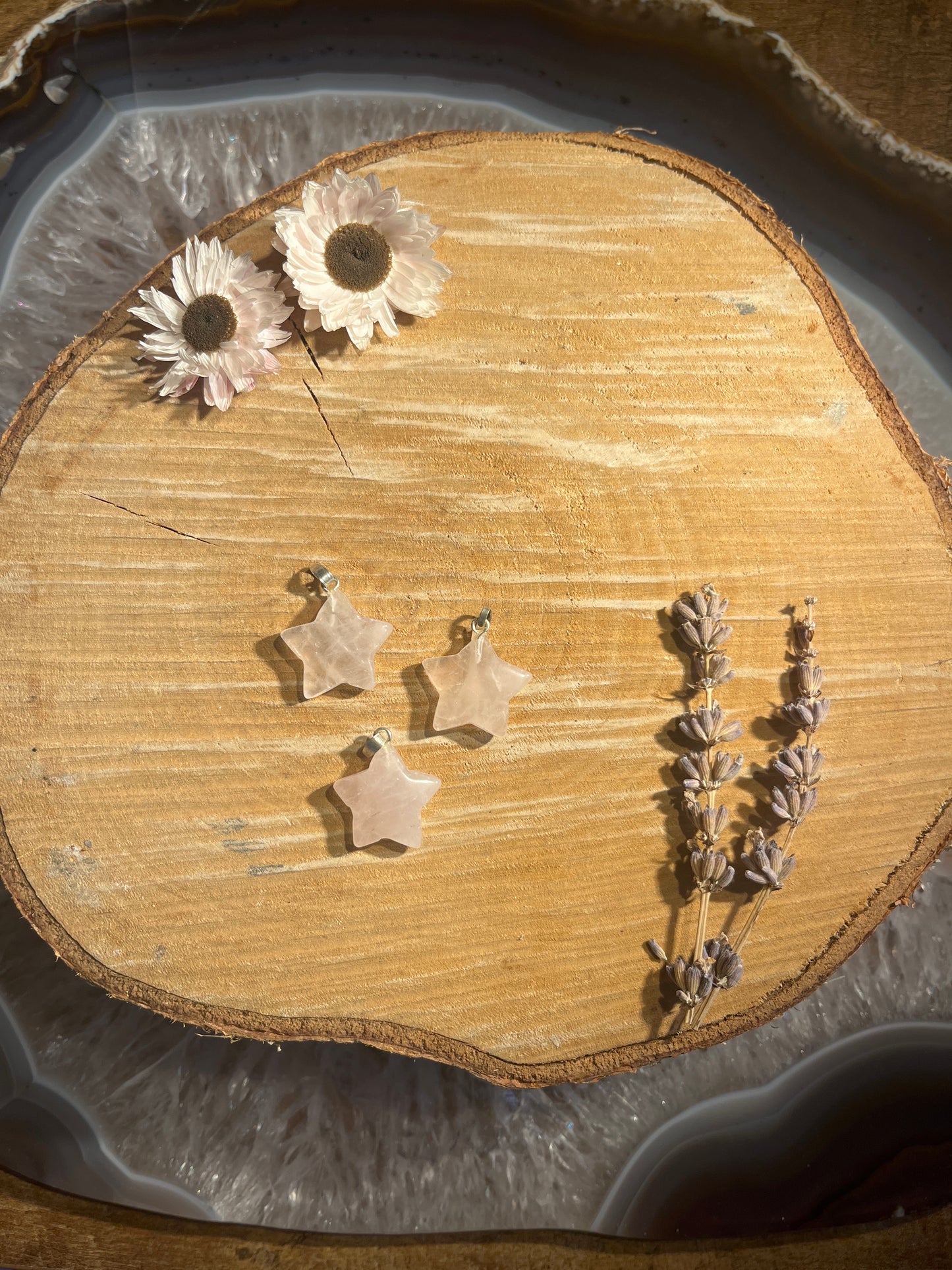 Rozenkwarts ster hanger