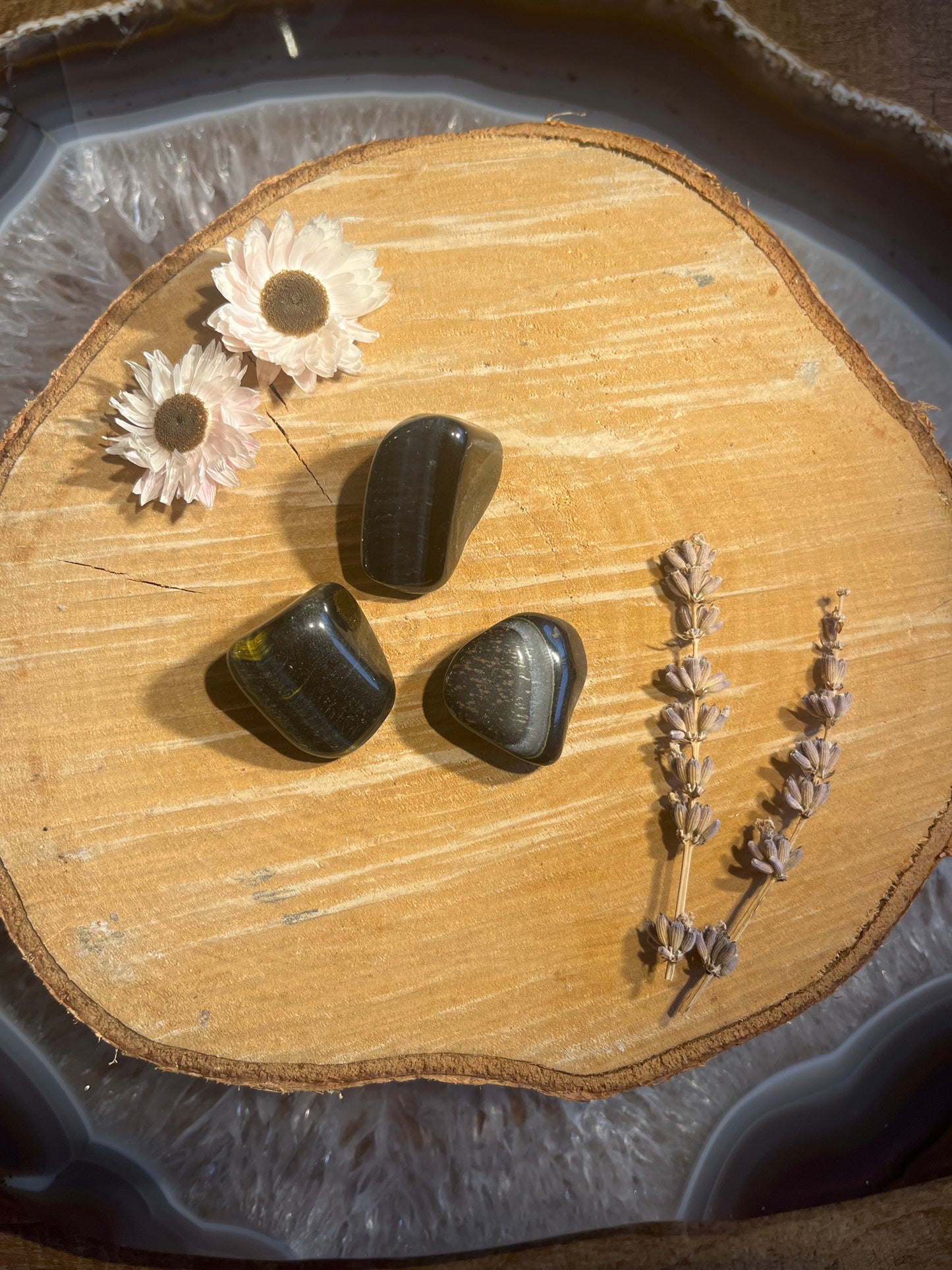 Valkenoog (blauwe tijgeroog) trommelsteen