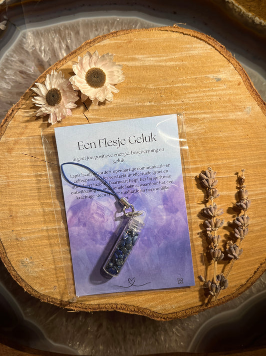 Lapis Lazuli geluksflesje in zakje