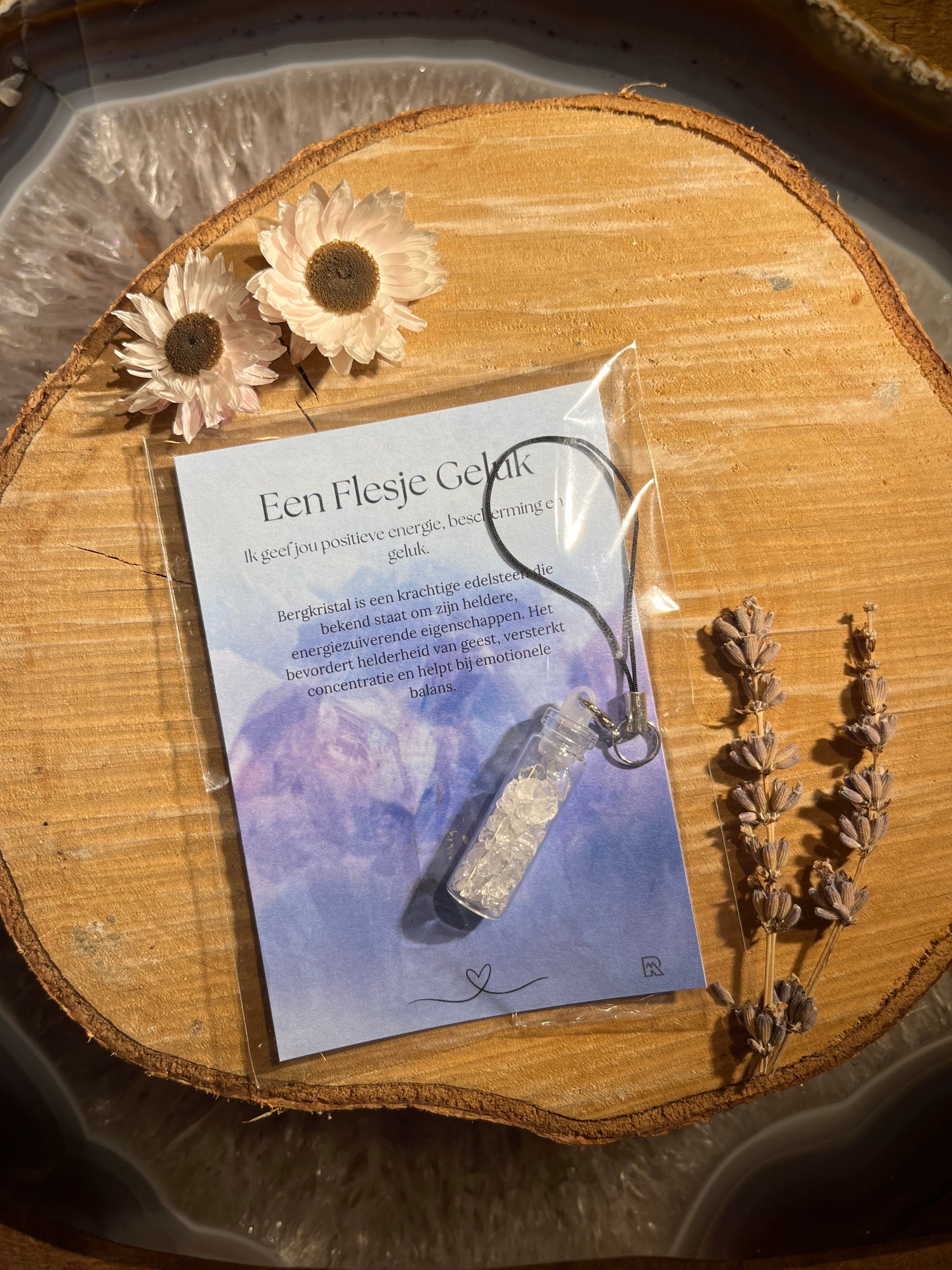 Bergkristal geluksflesje in zakje