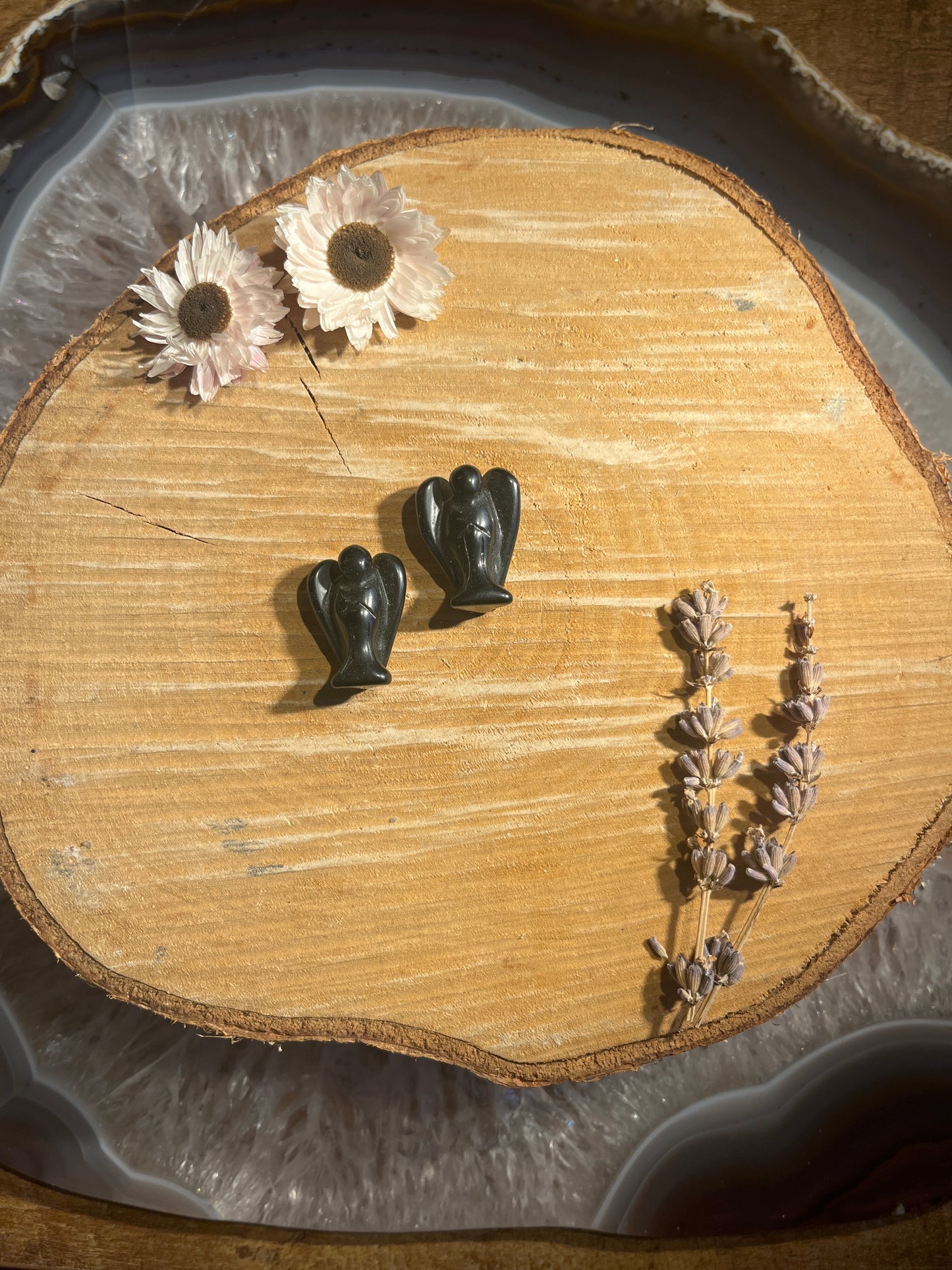 Zwarte obsidiaan engeltje