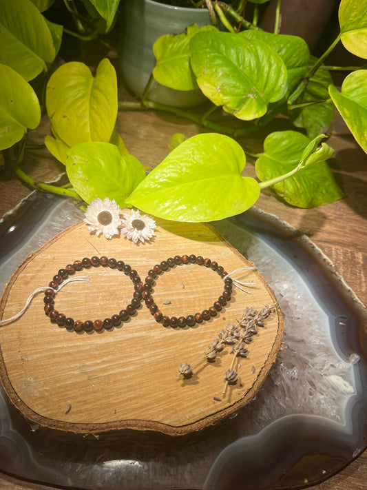 Kattenoog (rode tijgeroog) armband (6mm)