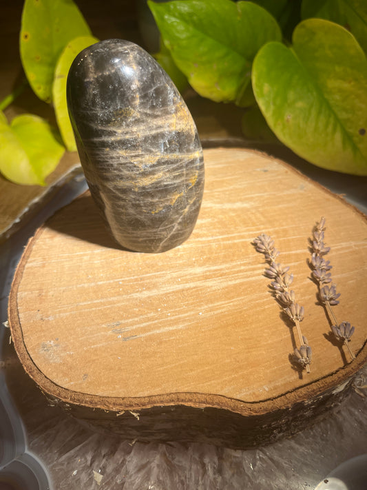 Zwarte maansteen sculptuur 2